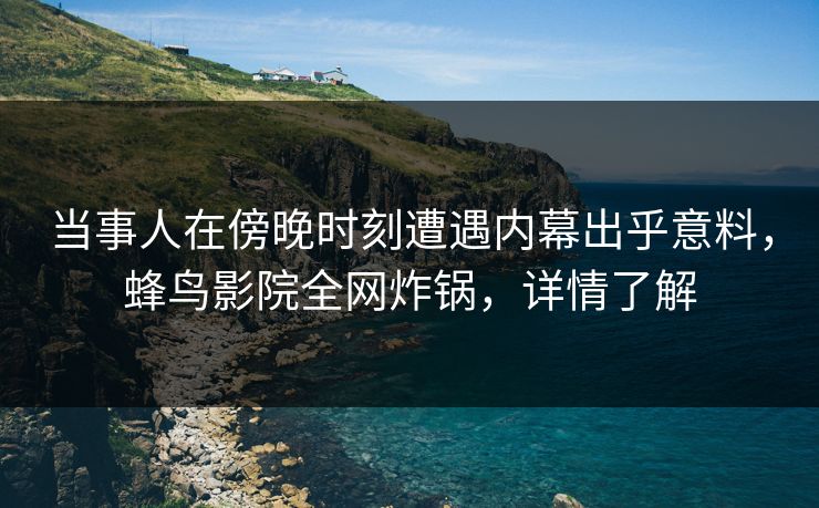 当事人在傍晚时刻遭遇内幕出乎意料，蜂鸟影院全网炸锅，详情了解