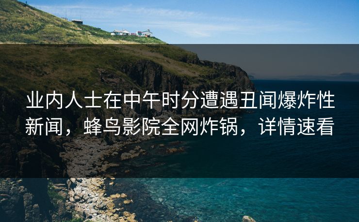 业内人士在中午时分遭遇丑闻爆炸性新闻，蜂鸟影院全网炸锅，详情速看